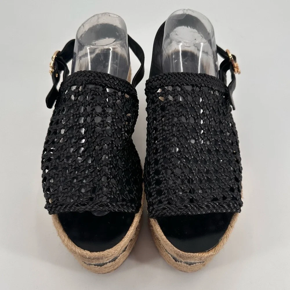 Tory Burch Dandy Chunky Platform Woven Espadrilles Sandals Size 11